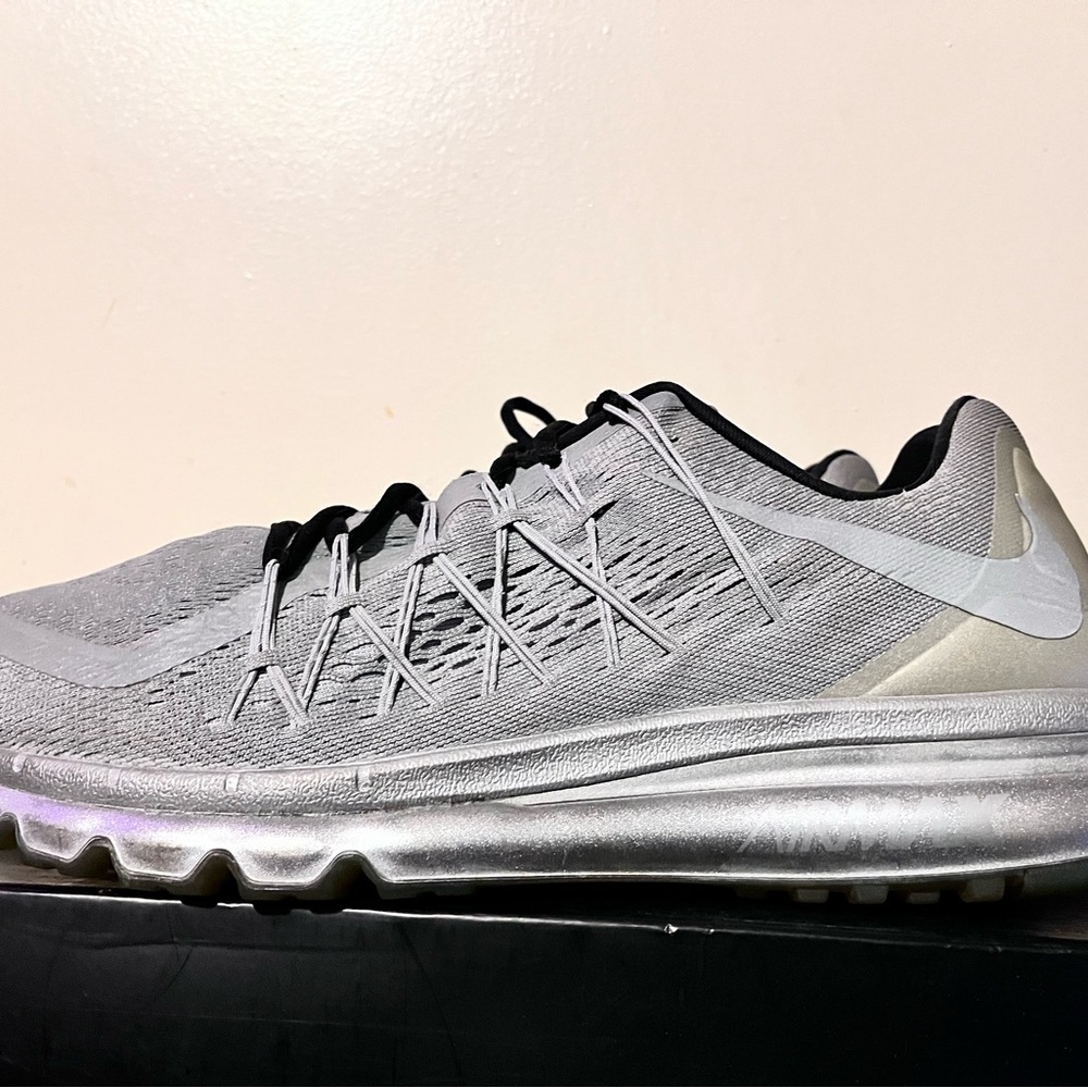 2014 Men's Nike Air Max 2015 Reflective Silver Black Size 13 Used Rare NDS